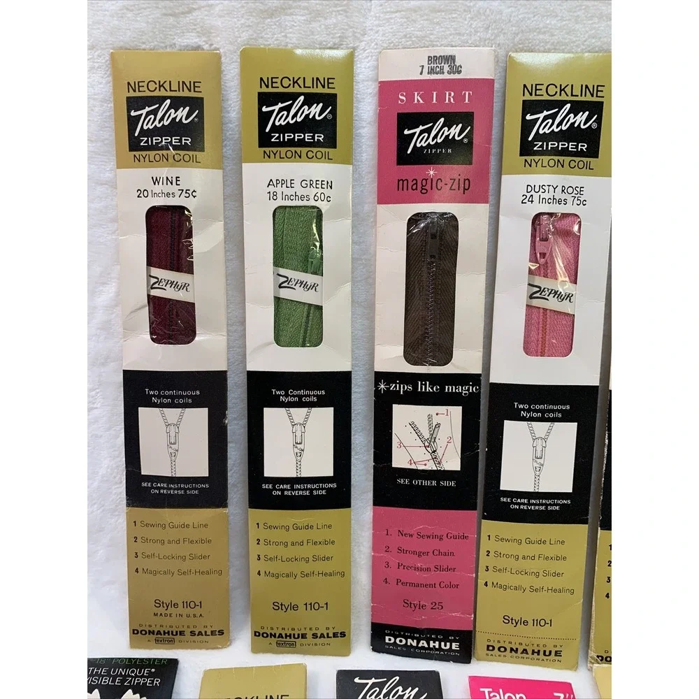 Vintage Lot of 14 Zippers Talon Unique Commar Assorted Colors &‎ Sizes NIP NOS